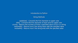 Python String Methods - capitalize(), title(), count(), startswith(), endswith()