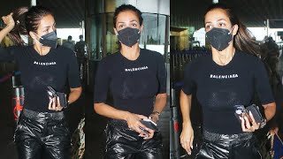 Malaika Arora Looking Very Hot In Full Black Tight Outfit Snapped At Airport