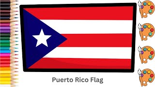 Puerto Rico Flag - Sketch Art and Paint | Step by step tutorial | Pencil to Palette