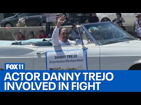 Danny Trejo fights during the 4th of July parade in Los Angeles