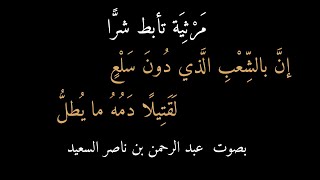 مَرْثِيَة تأبط شرًّا: إن بالشعب الذي دون سلع * لقتيلًا دمه ما يطل ، بصوت عبد الرحمن السعيد