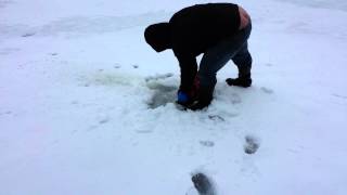 Ice Fishing with Chainsaw