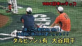 大谷翔平　ダルビッシュ有　ほっこり和気あいあい！試合前にほのぼの2ショット！！　2023/3/11　WBC　日本対チェコ　東京ドーム　【現地映像】