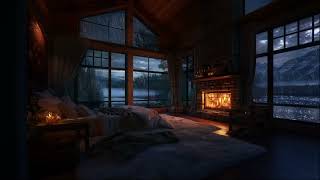 🌧️🔥 Rain in Cozy Cabin with Warm Fireplace and Gentle Rain on Lakeside to Relaxation, Study