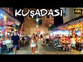 KUŞADASI CITY CENTER NIGHT WALKING TOUR | 15 July 2023 | 4k UHD 60fps