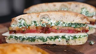 Ciabatta Sandwich with Spinach Cream Cheese Spread | Easy Lunch Idea