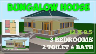 120SQM | ELEVATED BUNGALOW HOUSE DESIGN | 3 BEDROOMS | 2 TOILET \u0026 BATH | 12 X 9.5M