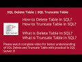 (13) SQL Delete Table | SQL Truncate Table | SQL Tutorial