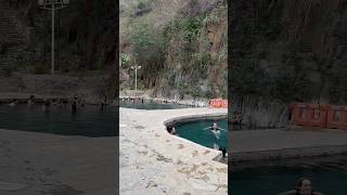 Relaxing at the Cocalmayo Hot Springs after trekking for 16km on day 3 of the 5-day Salkantay Trek