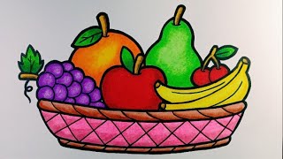 Menggambar Buah-buahan dalam keranjang || Menggambar dan mewarnai Buah-buahan || Krayon