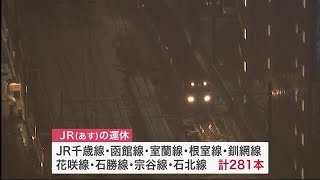 北海道に"冬の嵐"…太平洋側中心に大雪&猛吹雪に警戒 交通機関に影響 12日もすでにJR281本運休 (22/01/11 21:25)