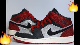 Glitter Jordan 1 Retro Custom Glitter Jordan 1 Glitter Jordans How to Glitter Jordans Custom Jordans