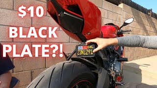 GET A BLACK MOTORCYCLE LICENSE PLATE FOR CHEAP! (Works for CA)