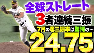 【7月の奪三振率＝24.75】ヘルナンデス『全球ストレート→圧巻3者連続三振』