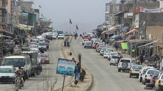 نمای قشنگ از بازار غجور ولسوالی جاغوری زیبا نزدیک بهار و نم نم باران.