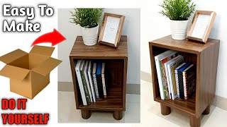 How to turn a Amazon Box into a Bed Side Table/DIY Cardboard furniture/DIY Cardboard box Table