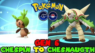 Evolving CHESPIN to CHESNAUGHT in Pokemon Go - Gen 6 Kalos Celebration Event