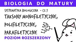 Systematyka biologiczna 3 - Taksony (grupy) mono, poli i parafiletyczne + zadania maturalne