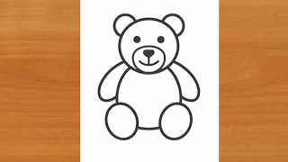 How to draw a teddy bear | Teddy bear drawing for kids | Rosu arts | cartoon outline drawing |art