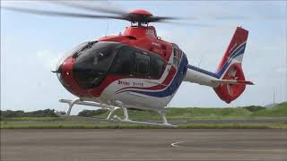 AIRBUS H135 takeoff 毎日新聞/共同通信 「はばたき」JA01MK