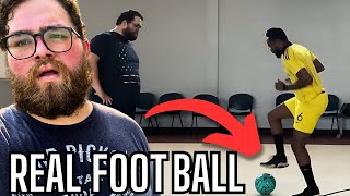 American Football Player 🏈 TRIES to Play Soccer