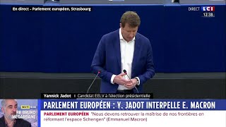 Parlement européen : Yannick Jadot face à Emmanuel Macron
