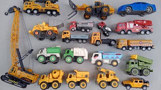 Fire Truck, Tanker, Heavy Equipment Crane and Jeep || Animal toys