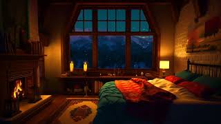 Relaxing Rain on Window with Fireplace Sounds for Sleeping, Study, Relax   Rustic Cozy Nook Ambience
