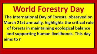 essay on world forestry day | speech on world forest day