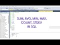 SQL | Aggregate functions in SQL | SUM,AVG,MIN,MAX,COUNT,STDEV | Commonly used aggregate fxn in SQL