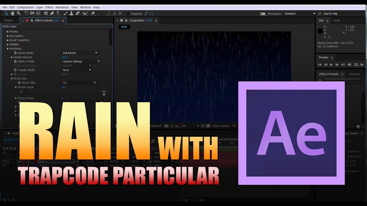 Rain In After Effects With Trapcode Particular Tutorial Youtube