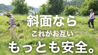 【ケガしたくない！】斜面の草刈りの仕方で、2人で安全に行うときに気をつけてること。-初心者向け-