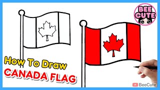 How to draw flag of Canada | Drawing and coloring Canada flag | Bee Cute