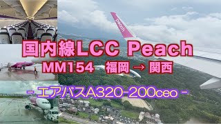 【乗ってみた】国内線LCC  Peach  MM154 福岡→関西