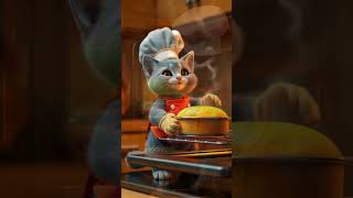 Cat decorating a cake #cat#cake #cakedecorating #shortvideo  #animals#funny #catchef