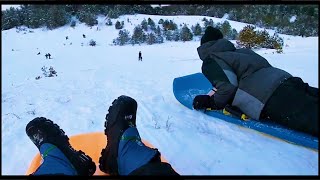 SLEDDING down a STEEP hill after huge snow storm!