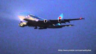 Korean Air Airbus A380 HL7615 low approach at Hamburg Airport