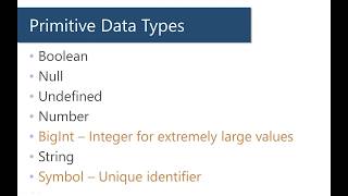 3 Primitive Data Types, Discovering JavaScript Part 1