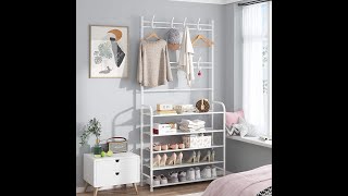 HOME CUBE Multipurpose Storage Organizer Shoes Garment Rack Coat Hanger with 4/5 Bottom Shelves Rack