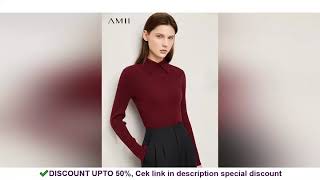 Amii Minimalism Women's Sweaters Fashion Polo Collar Wool Pullover Long Sleeve Knitted Tops Office L