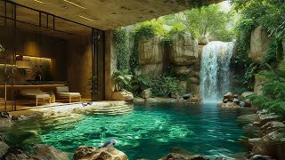 Backyard Atmosphere🌳Relaxation With Waterfall \u0026 Bird Sound | ASMR to Treat Insomnia \u0026 Reduce Stress