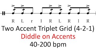 Diddle on accents (2 accents) | 40-200 bpm triplet grid sheet music