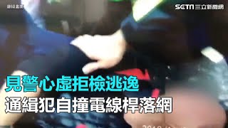 見警心虛拒檢逃逸　通緝犯自撞電桿狼狽落網｜三立新聞網SETN.com