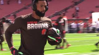Baker Mayfield and Odell Beckham Jr. warmup before Browns vs. Titans