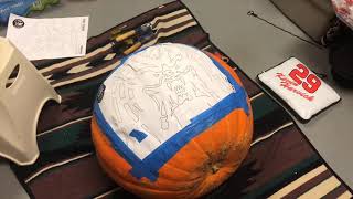 Carving the Predator into a pumpkin!