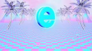 Aesthetic Vaporwave Floating Internet E Logo with Pink Palm Trees 4K VJ Loop Motion Background