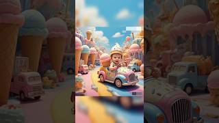 Cute baby driving car 🚗 in ice cream 🍦 world #shorts #icecream #cutebaby #ai #youtubeshorts