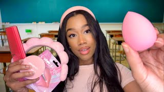 ASMR Preppy Girl Gives You a Preppy Makeover in Class ✨💗💄 ASMR Makeover Role-play