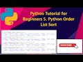 How to sort the list to ascending and descending order in Python | 5. Python Beginners Tutorial