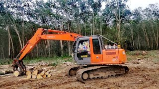 HITACHI​ ZX120-1​รุ่นฮิตติดตลาด​ ทำงานคีบไม้วนไป